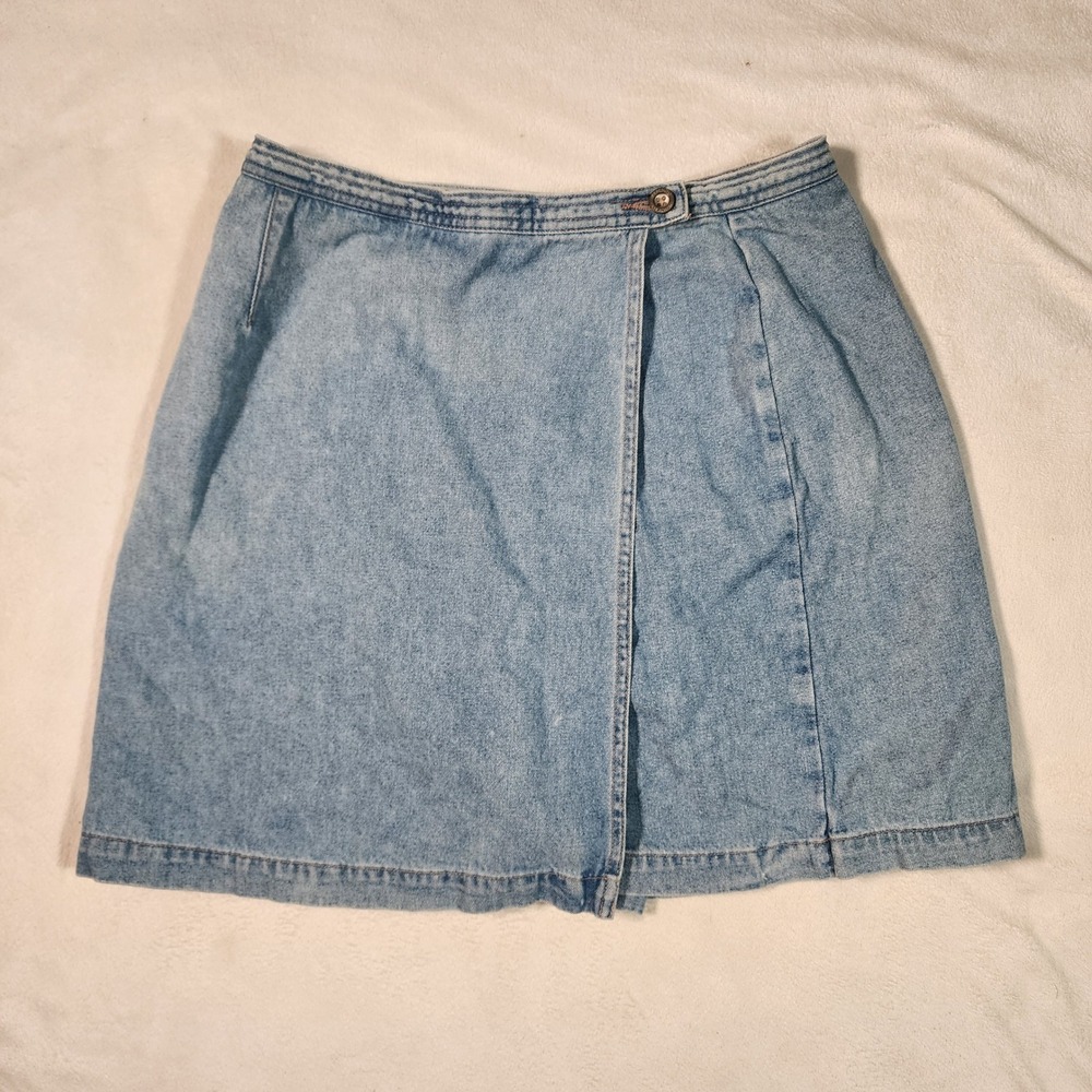Jones Jeans Light Wash Denim Wrap Skort Size 6 Vintage Style Skirt Shorts